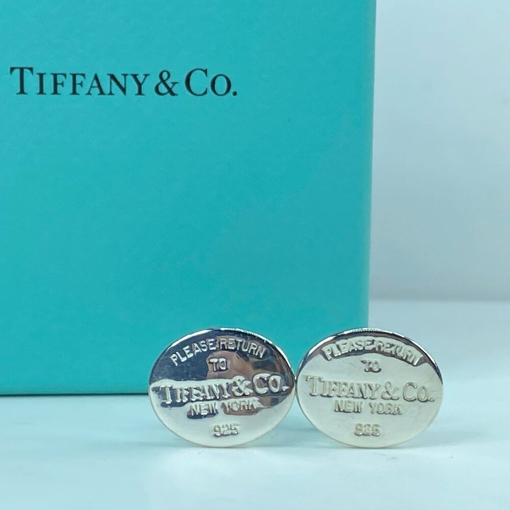 Tiffany & Co. Return to Tiffany oval Cufflinks authentic with box 13.6g JR549